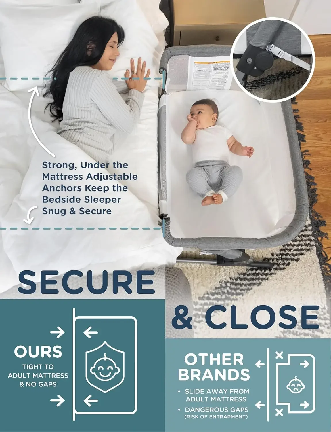 Bassinet Bedside Sleeper - Łóżeczko przyłóżkowe z regulacją wysokości w