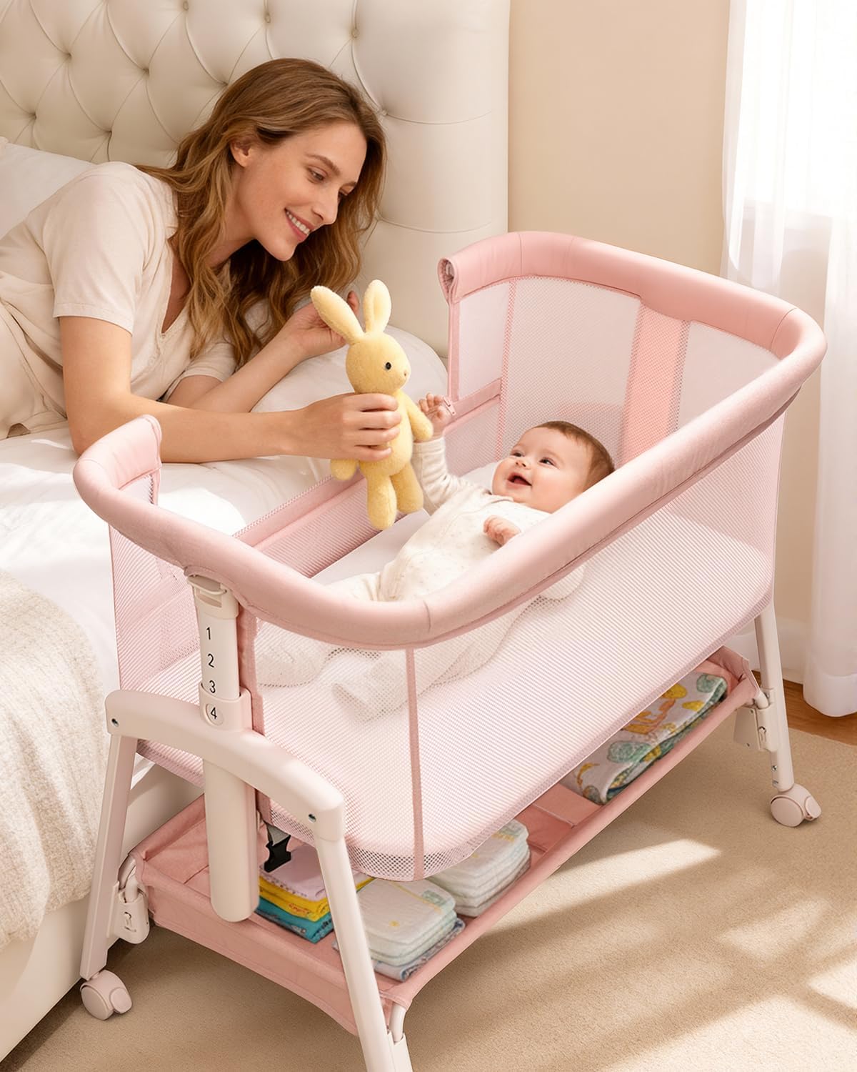 Bassinet Bedside Sleeper - 3 w 1: Kołyska dla niemowląt,