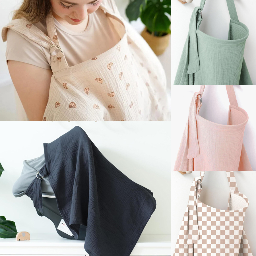 Nursing Cover Breastfeeding - Muslinowa chusta do karmienia piersią, przenośna,