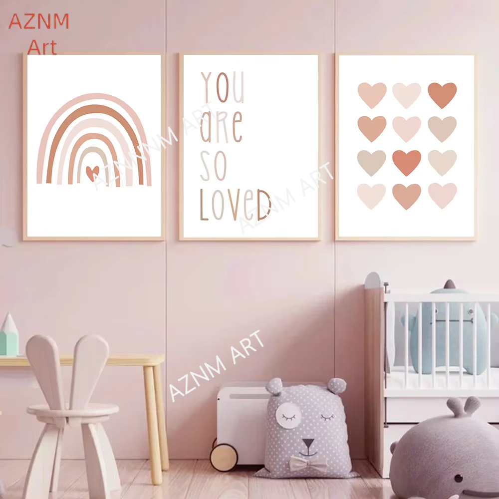 Baby Nursery Girl - 1/3 SZT., Plakaty na płótnie z