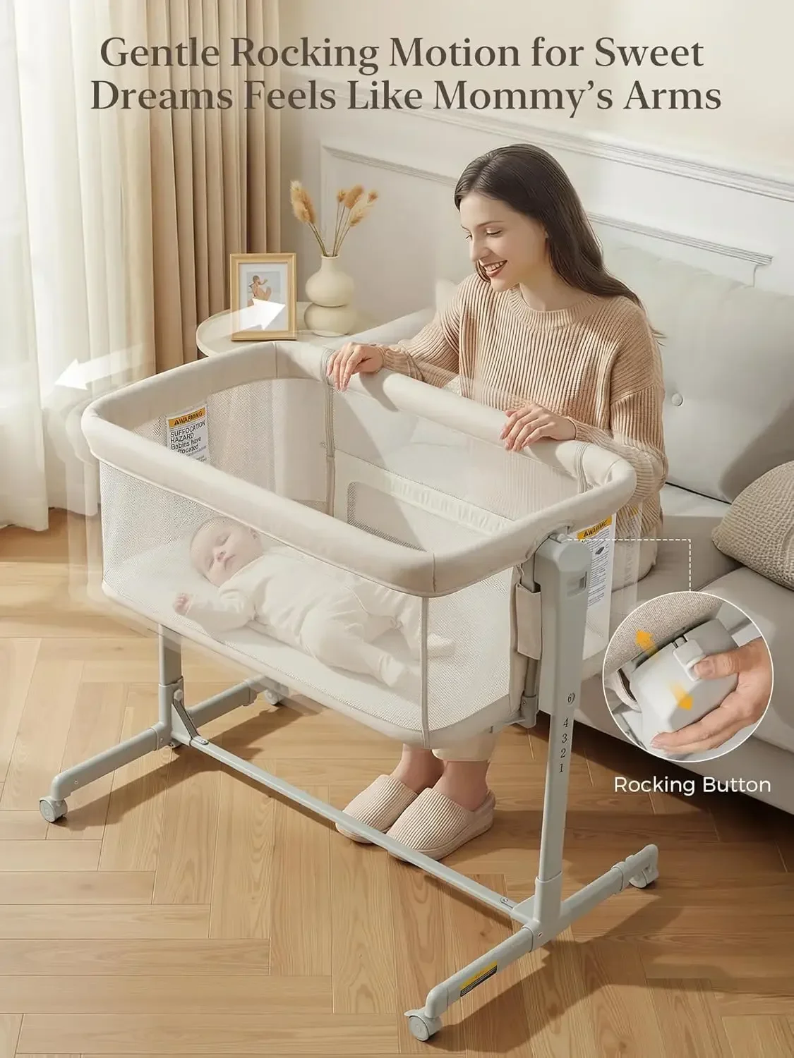 Bassinet Bedside Sleeper - Łóżeczko niemowlęce 3w1 do postawienia przy