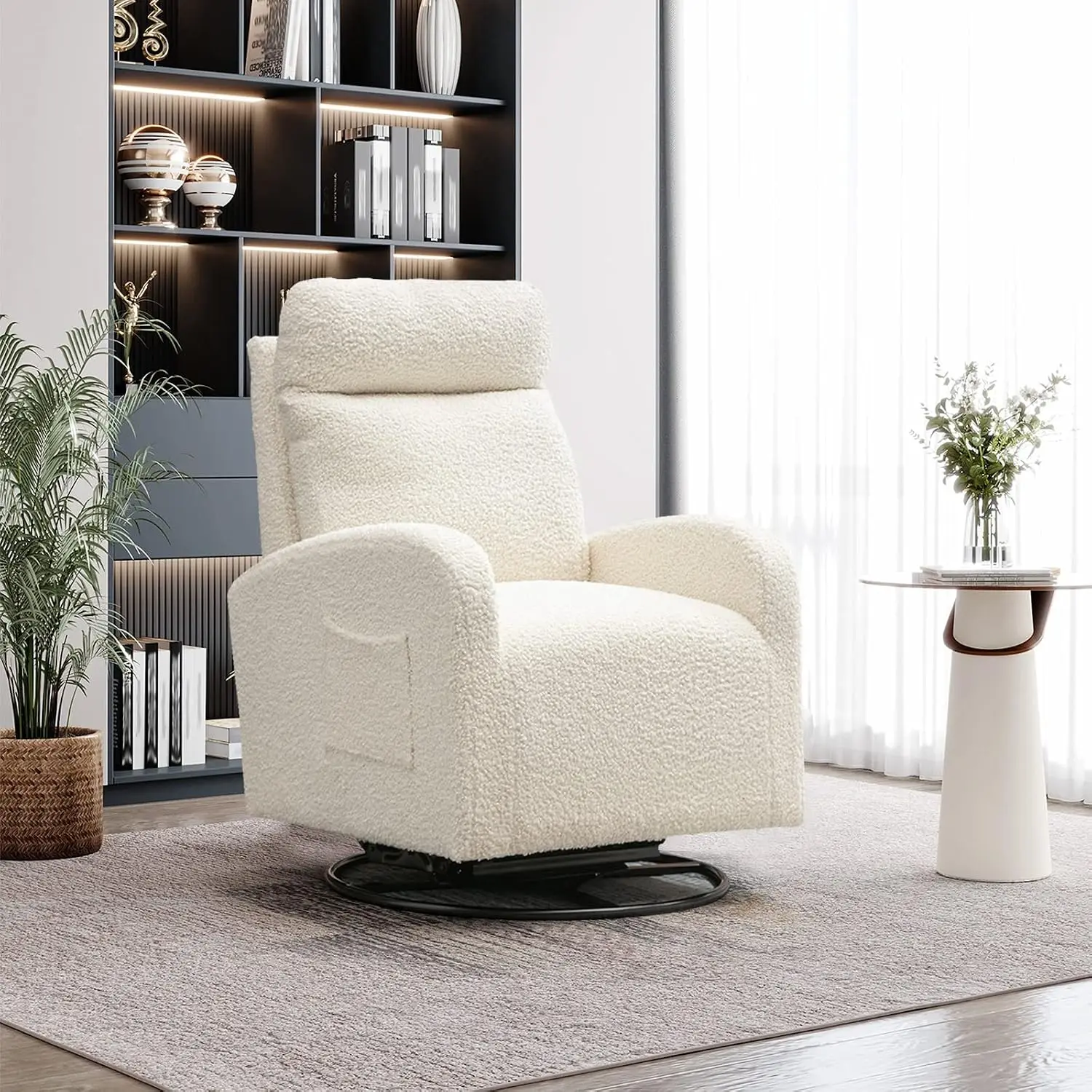 Baby Nursery Glider Chair - Nowoczesny obrotowy fotel bujany, tapicerowany fotel