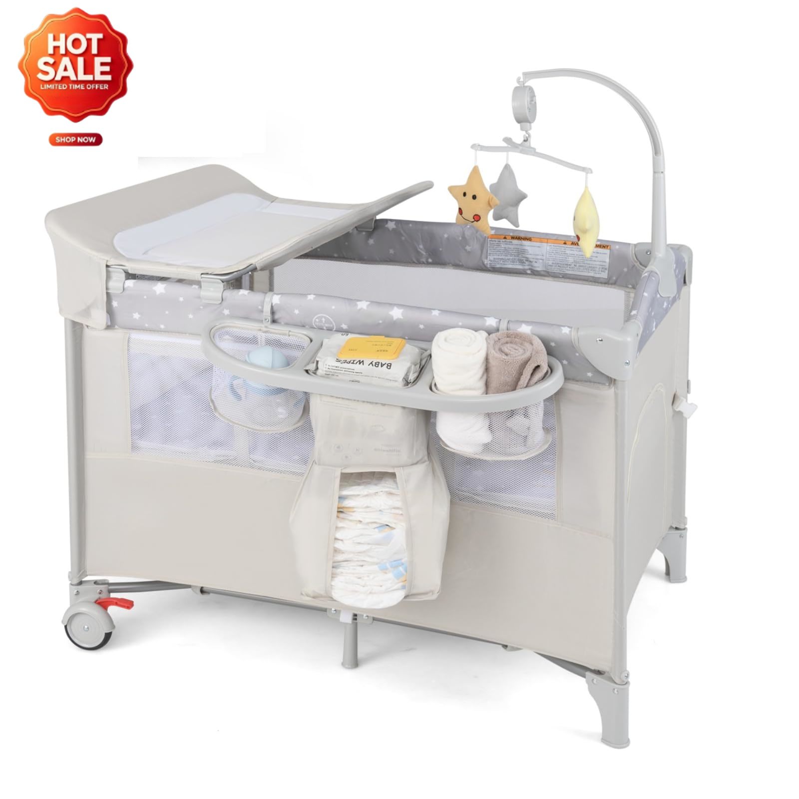 Bassinet Bedside Sleeper - Łóżeczko 5-w-1, przenośne łóżeczko nocne z