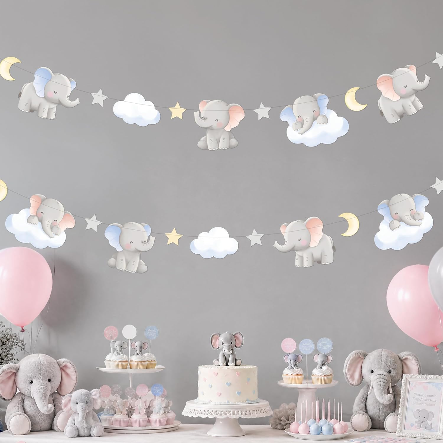 Baby Nursery Garland - 2 szt. Urocza girlanda ze słoniami,