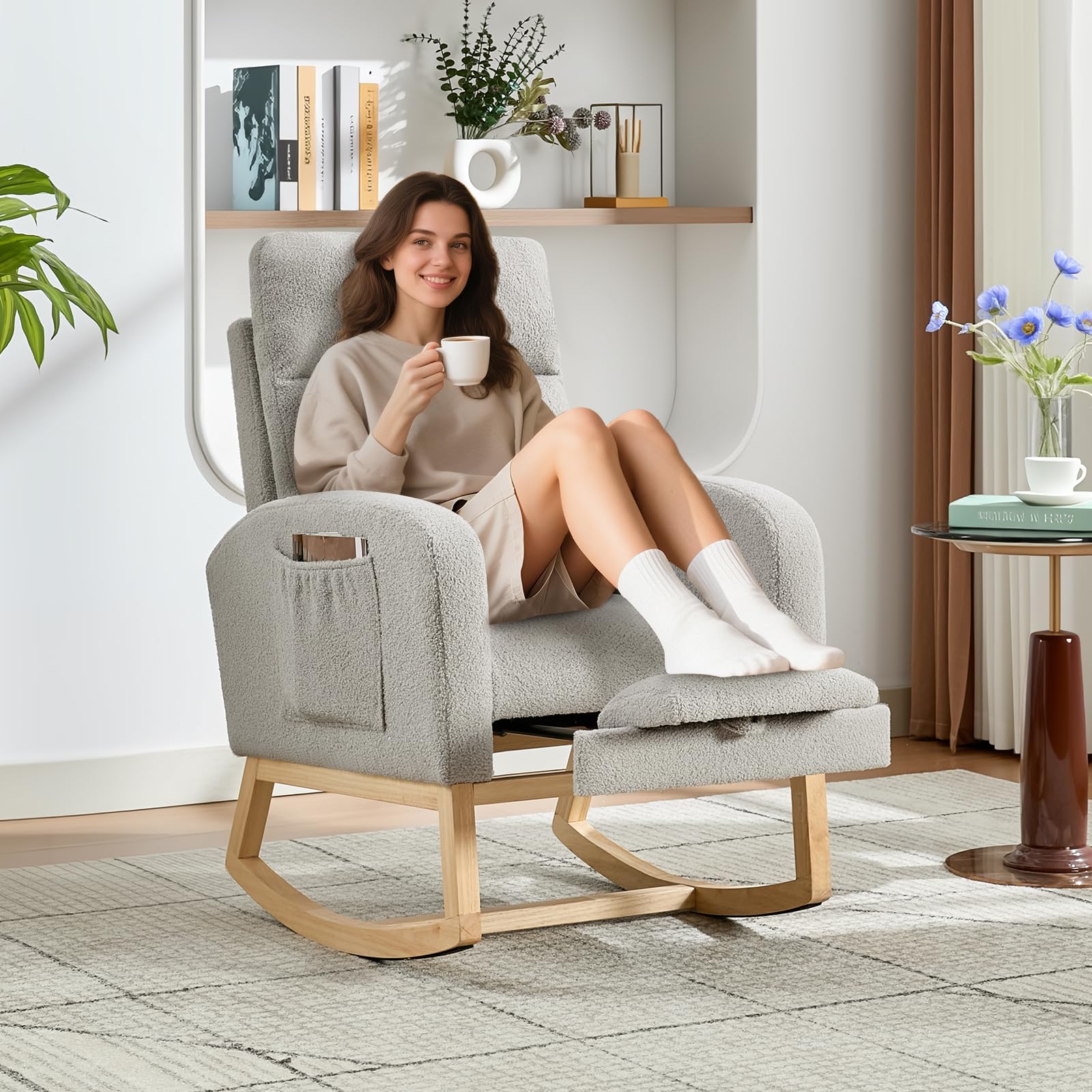 Baby Nursery Rocking Chair - Nowoczesne krzesło bujane do pokoju dziecięcego,