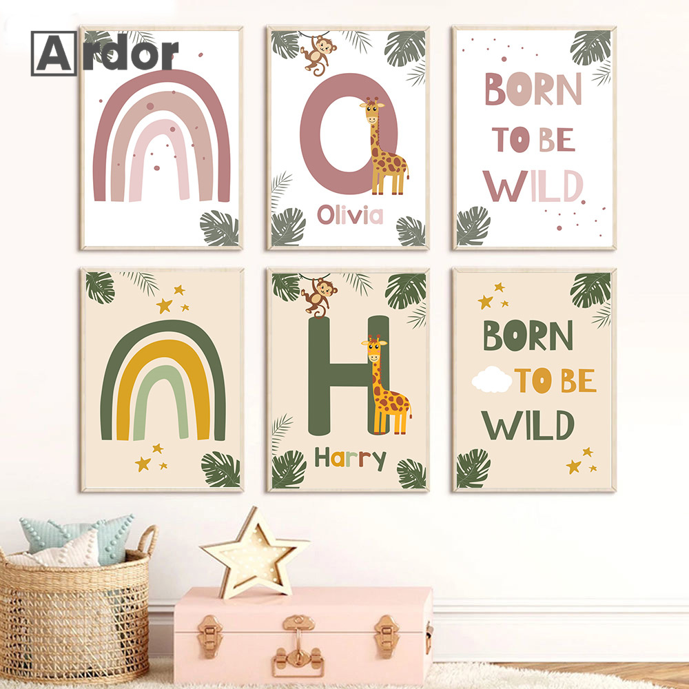 Baby Nursery Jungle Animals - Plakaty ze zwierzętami z nordyckiej dżungli,