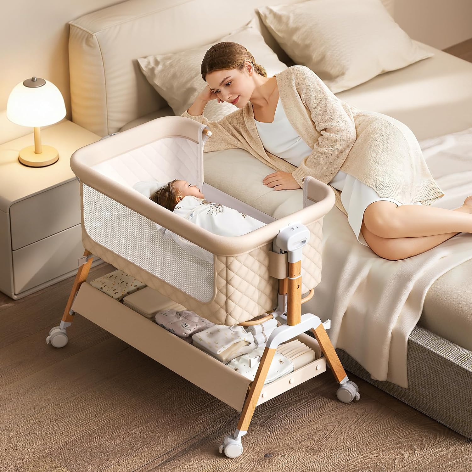 Bassinet Bedside Sleeper - 3 w 1: Kołyska dziecięca, łóżeczko