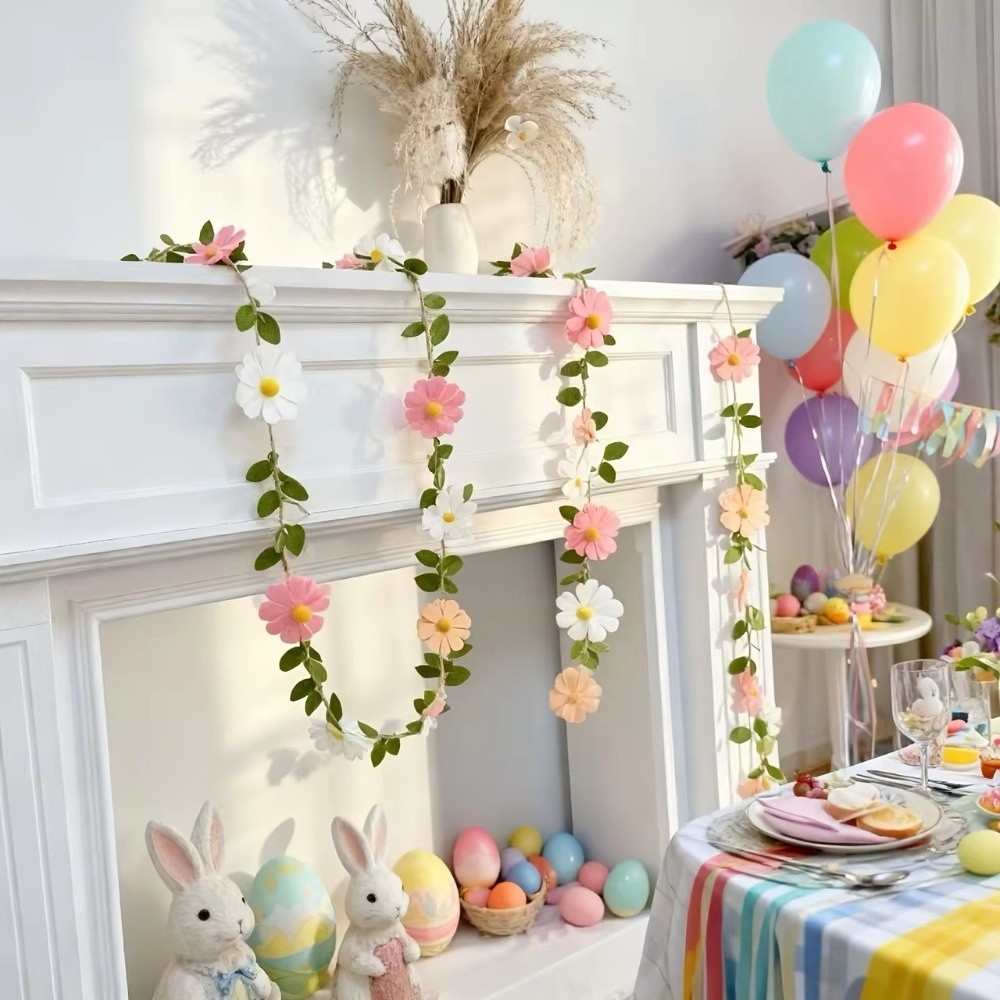 Baby Nursery Garland - 200CM Filcowa Girlanda z Stokrotkami, Dekoracja