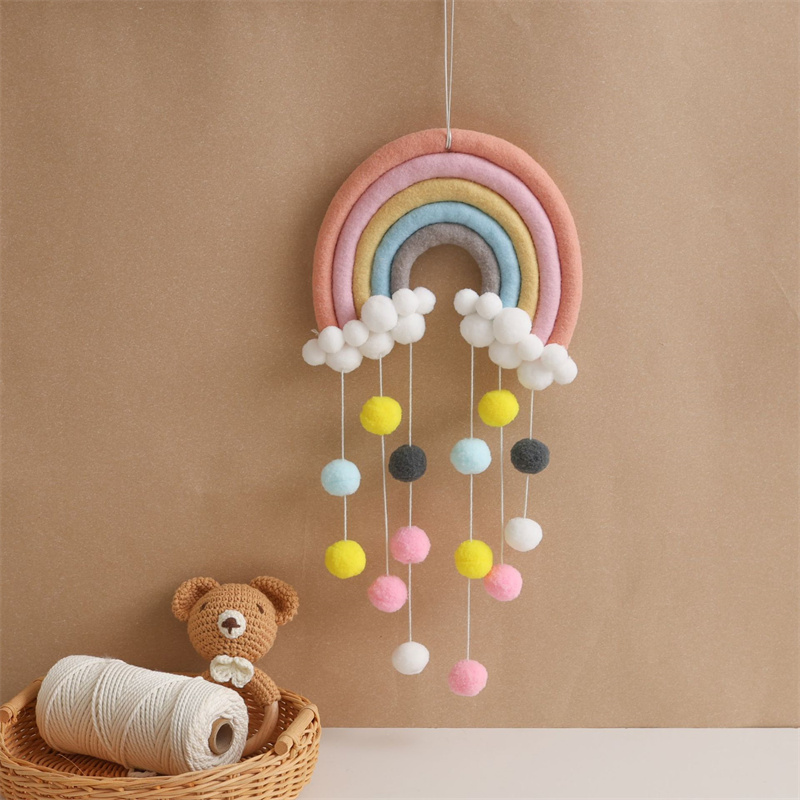 Baby Nursery Garland - Nordycka Filcowa Pleciona Girlanda z Kulek