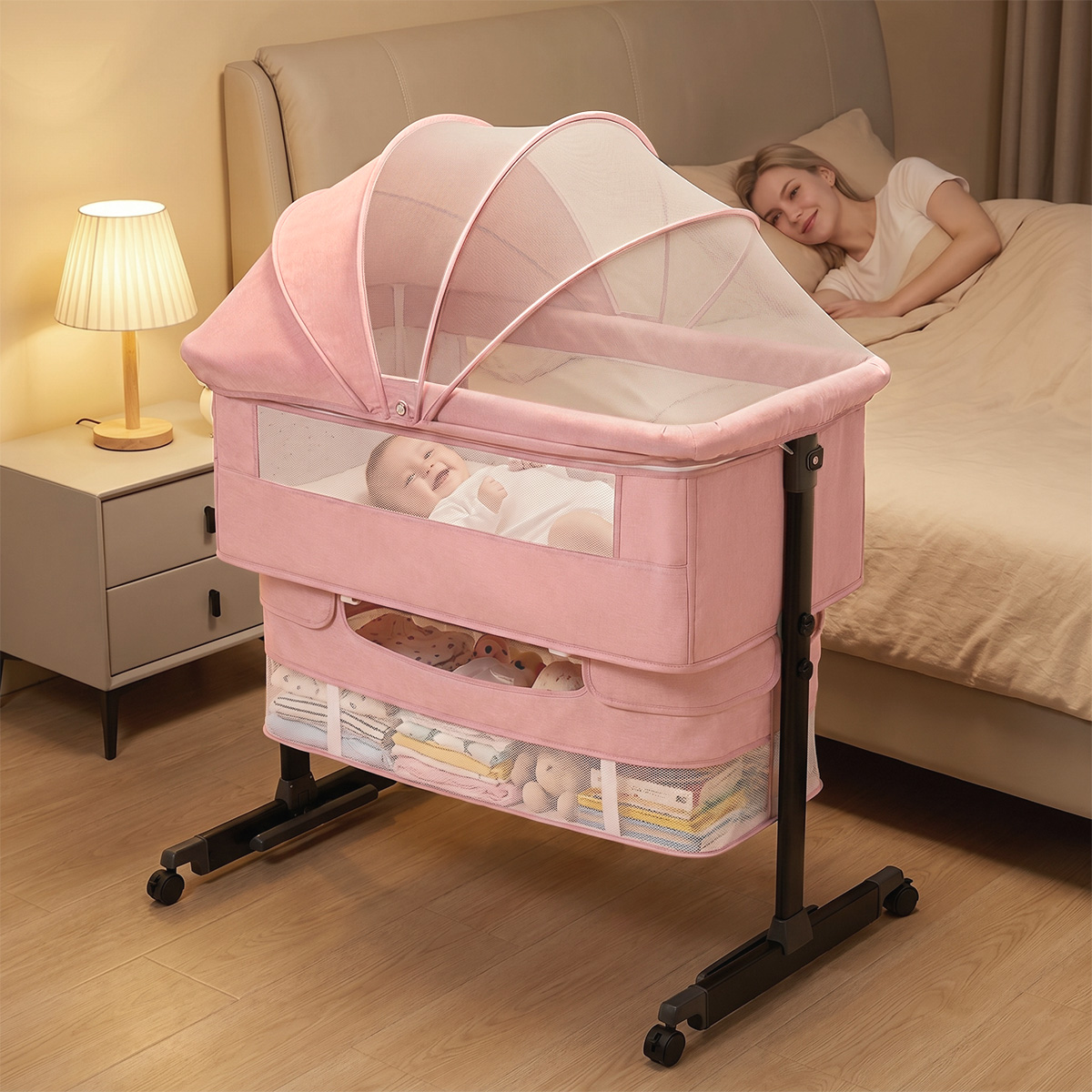 Bassinet Bedside Sleeper - Kmaier Łóżeczko dziecięce z baldachimem i
