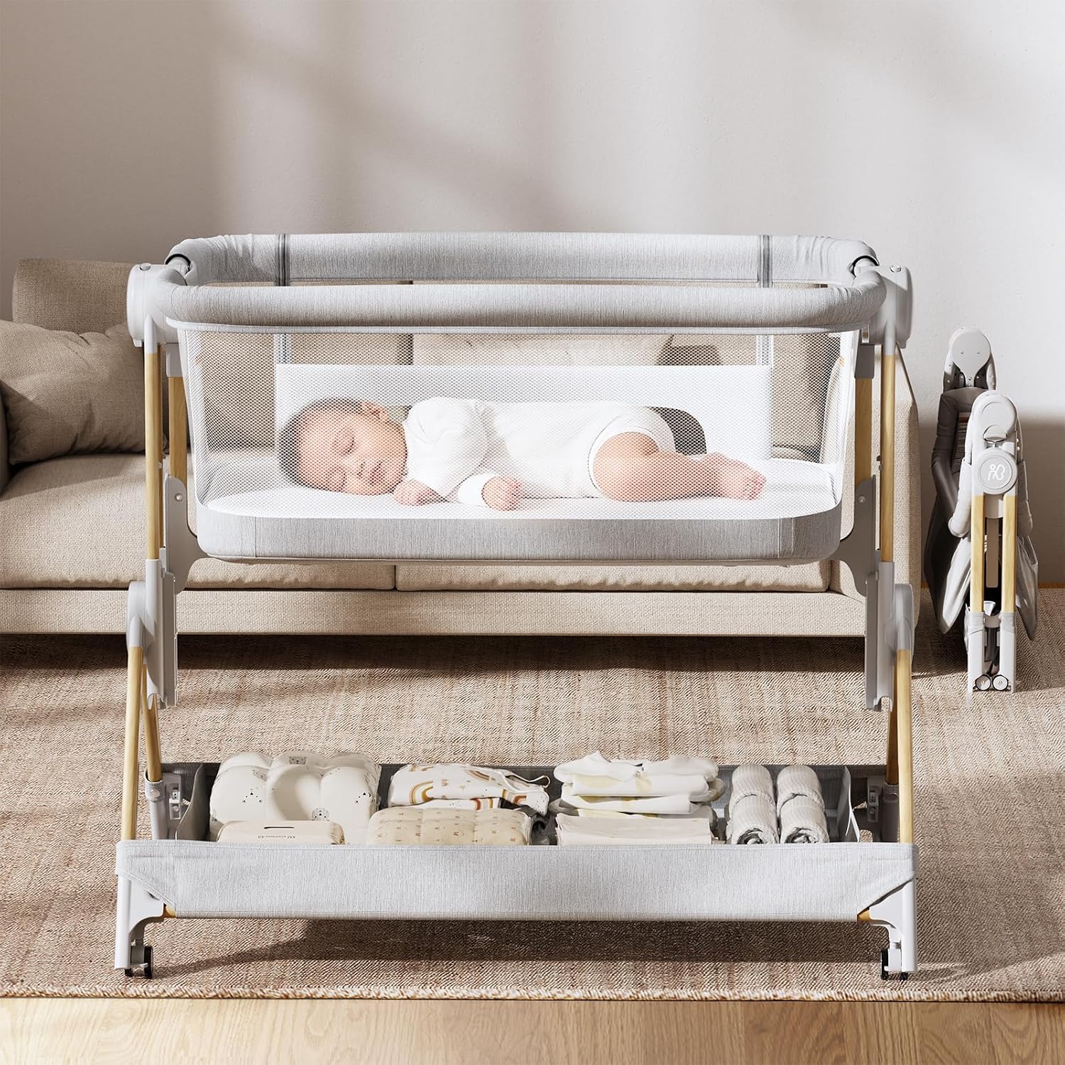 Bassinet Bedside Sleeper - Łóżeczko dziecięce 3 w 1, składane