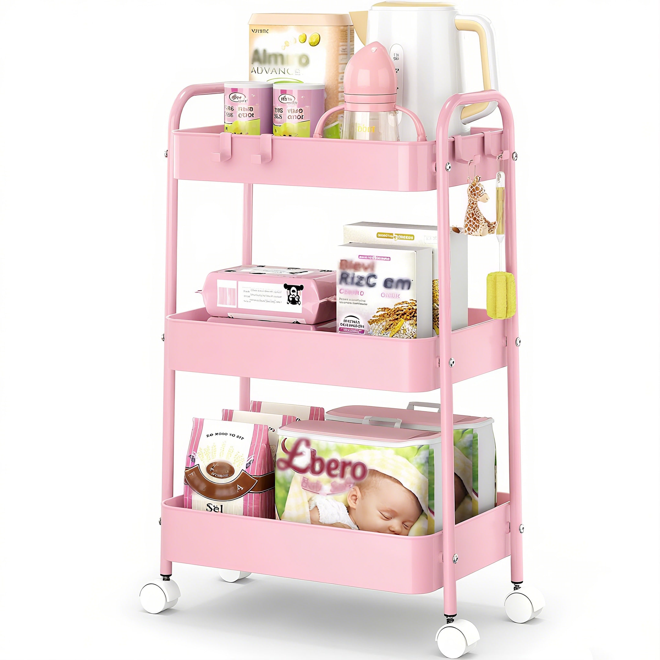 3-poziomowy metalowy wózek na  – Baby Nursery Organizer recenzja i cena