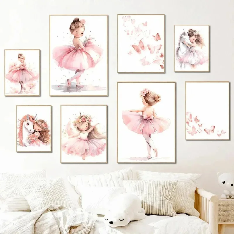 Różowy Plakat z Baletniczką, J – Baby Nursery Girl recenzja i cena
