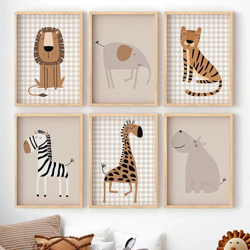 (Bez ramy) Lew Tygrys Słoń Żyr – Baby Nursery Jungle Animals recenzja i cena