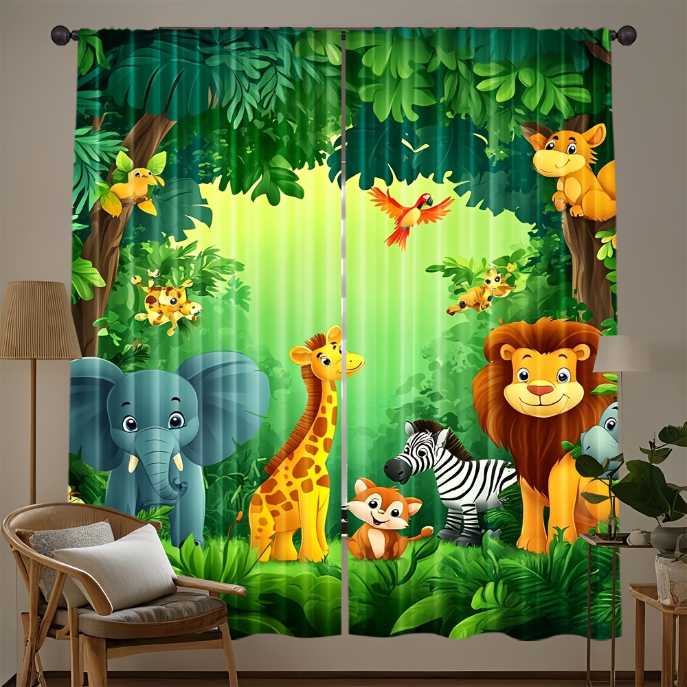 2 szt. Zasłony z motywem kresk – Baby Nursery Jungle Animals recenzja i cena
