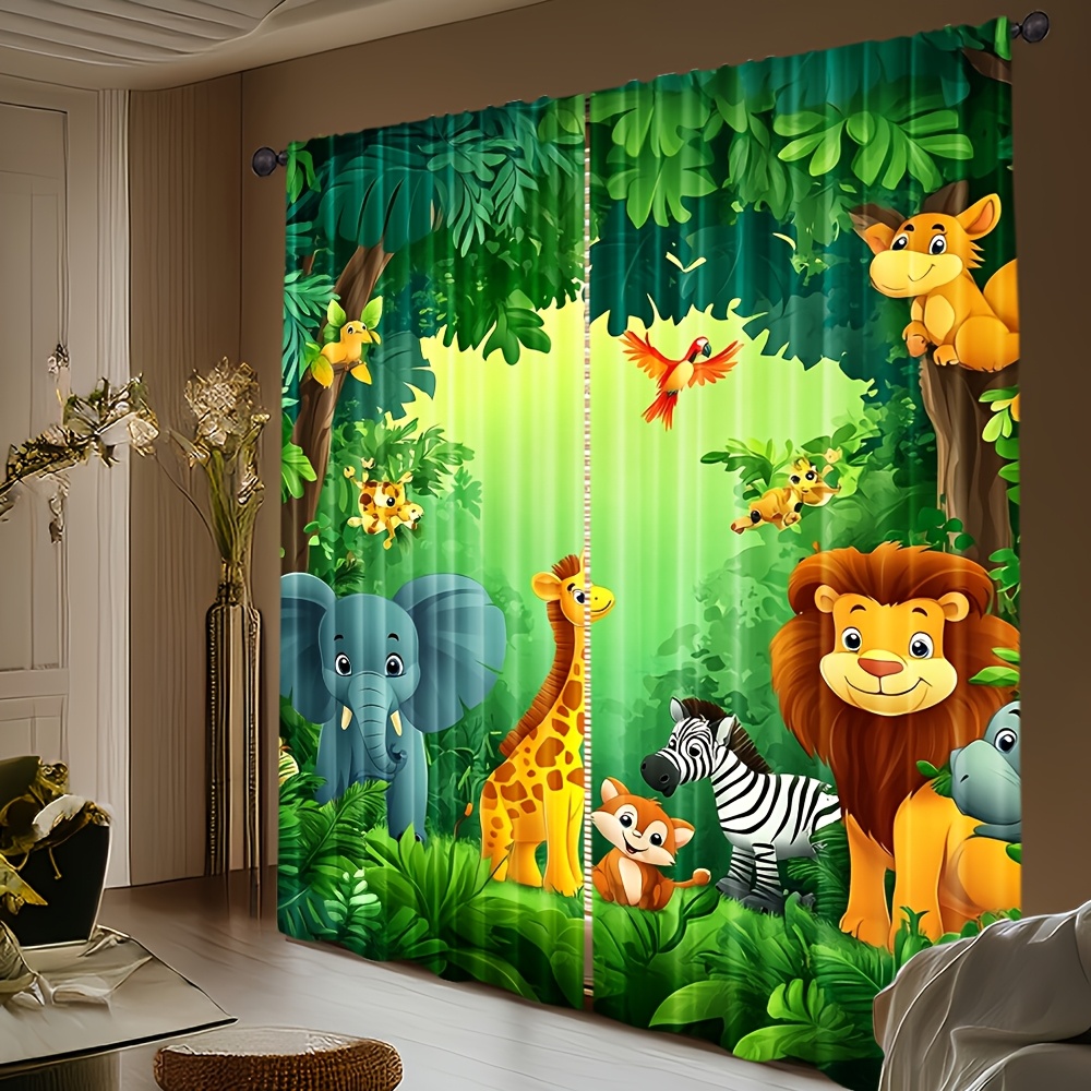 2 szt. Zasłony z motywem kresk – Baby Nursery Jungle Animals recenzja i cena