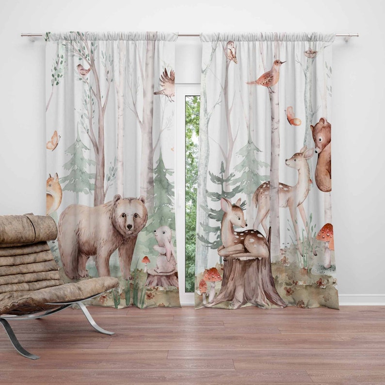 Zasłony z motywem zwierząt leś – Baby Nursery Youtube recenzja i cena
